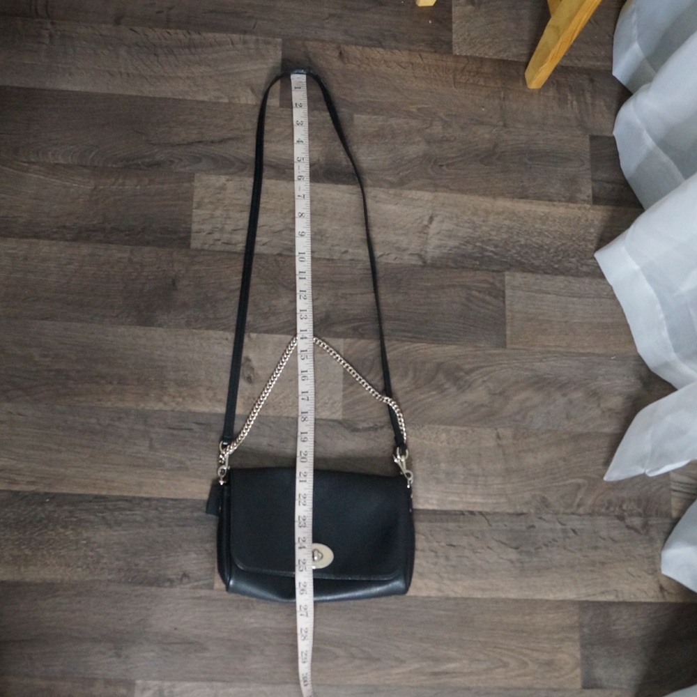 Coach Black Leather Chain Strap Convertible Shoulder Bag Crossbody - Picture 10 of 14